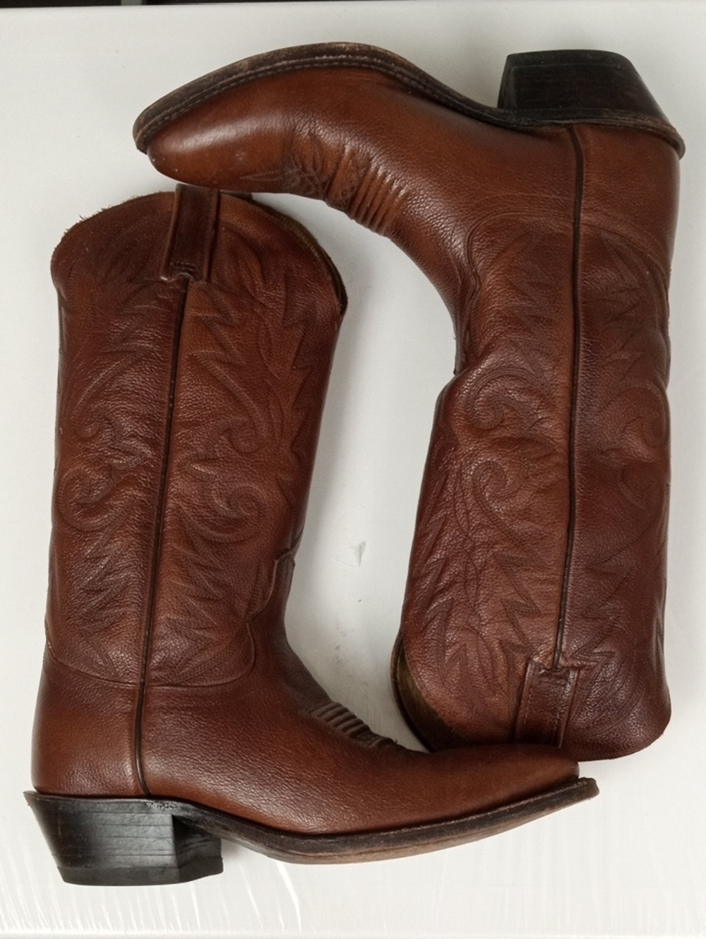 Dan Post Cowboy Boots Cognac Brown Leather Western Mens Size 7 - Picture 9 of 10